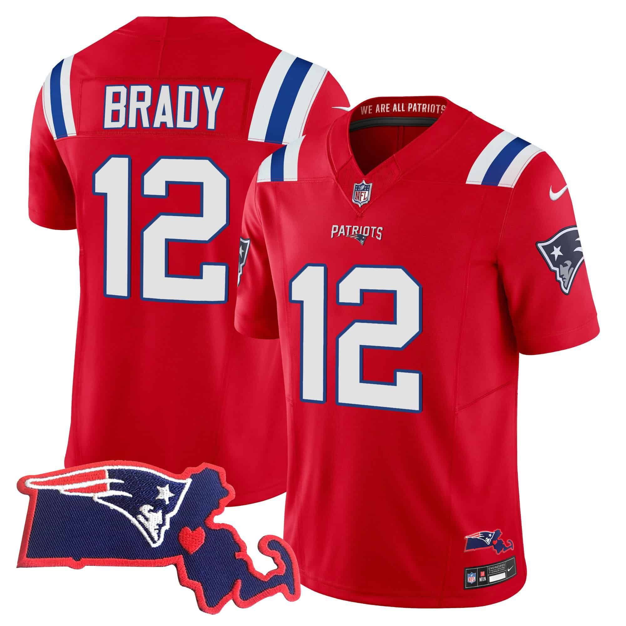 Men New England Patriots #12 Brady Red 2024 Nike Patch Vapor Limited NFL Jersey->indianapolis colts->NFL Jersey